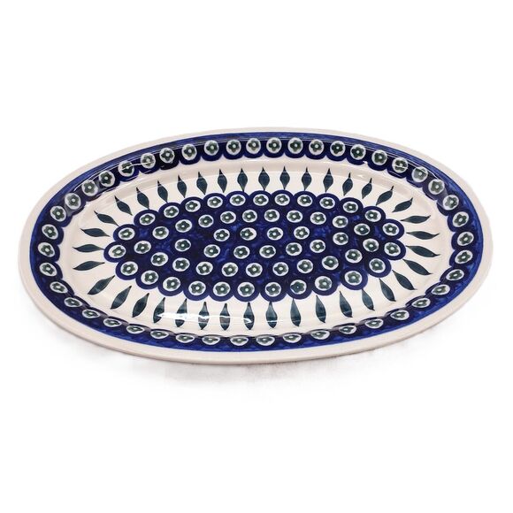 Polish Pottery Blue Floral Oval Platter by Zaklady Boleslaweic Hand Made Poland - Picture 2 of 10